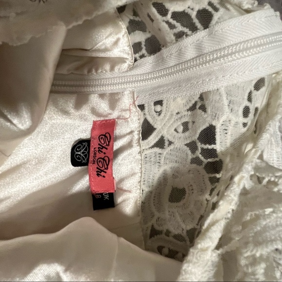 Chi chi London lace white midi dress with frill hem - Picture 4 of 6